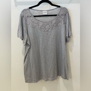 Junarose Gray Short Sleeve Lace Top size Medium